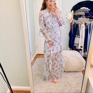 NWT La Maison Talulah Blue Pink Floral Ethereal Silk The Knowing Midi Dress M